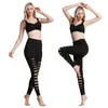 Yoga outfit sömlösa byxor sport fitness trasiga hål hög midja höftlyftande ihåliga beskurna byxor träning gym leggings för kvinnor