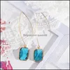 Charm Waterdrop Hexagon Square Glass Edge Gravering Yt Brincos Pendientes dingle örhängen smycken Kvinnor släpp leverans DHBMB