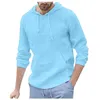 Men's Hoodies 2023 Trend Man's Hooded Cotton Linen T Shirt Male Casual Loose Long Sleeve Solid Color Shirts Man Flax V-neck M-3xl