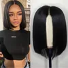 #1B Short Human Hair Wigs For Black Women 13x4 Lace Front Wig Bob Natural Color Remy Brazilian Preplucked