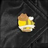 Accessoires de dessin animé Épingles en émail d'abeille M. Cowboy Pin Badges Beehaw Chapeau de gentleman jaune Broches d'insectes Revers Vêtements Sac à dos Ani Dhyqs