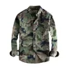 Camisas casuais masculinas Idopy camuflagem camisa piloto de manga longa de manga longa Men moda do exército de moda de estilo militar para Malemen's