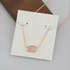 Rose quartz Pendant Necklaces Necklace Rose Stone Real 18K Gold Plated Dangles Glitter Jewelries Letter Gift With free dust bag