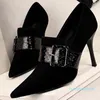 Robe chaussures serpentine femme pompes ceinture boucle talons hauts daim femmes sexy dames talon 9,5 cm chaussures