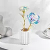 Fleurs décoratives pour la Saint-Valentin, plaqué or rose 24 carats, dure pour toujours, amour, décoration de mariage, éclairage pour amoureux, cadeaux créatifs 2023