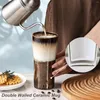 Tassen, Untertassen, Keramik-Reisekaffeetasse mit Deckel, doppelwandig, isoliert, große Tasse, spritzwassergeschützt, spülmaschinen- und mikrowellengeeignet