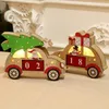 Decoraciones navideñas Calendario perpetuo brillante de madera Decoración con forma de coche de dibujos animados Suministros festivos para fiestas- Ztou