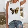 Women's Tanks Beer Tops For Women Fashion Sunflower Print O Neck Sleeveless T-shirt Top Vest Tee Blouse Casual Work Clothes