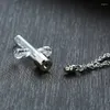 Pendentif Colliers 2pcs Croix Sablier Urnes Hommes Collier Crémation Vial Verre Cendre Titulaire Bijoux Commémoratifs