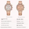 Polshorloges dames pols horloges jurk rose goud horloge vrouwen kristal diamant roestvrij staal kwarts klok montre femme