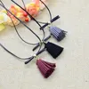 Colares pendentes 3 cores que vendem borlas de couro de corda colar de corrente