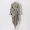 Платье с двумя частями женские повседневные наборы осень с длинным рукавом кардиганский пиджак набор двух кусочков юбки Сплошная леди костюмы нерегулярная юбка 230303