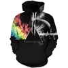 Herrhoodies Europe och USA 3D Prismatiska digitala tryckning Långärmad huvtröjor HOB-02