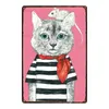 Cuidado com o sinal de lata de cachorro Aviso de gato sinal de gato de placa chique de placa chique metal barra de parede de parede Arte de pet shop retro decoração sinais personalizados tamanho de metal externo 30x20cm w01