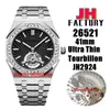JHFactory Watches 26521 Ultra Thin Tourbillon JH2924 Hand Winding Mechanical Mens Watch Diamond Bezel Black Dial Stainless Steel Armband Gents armbandsur