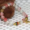 Strand 8mm Multicolor Watermelon Round Beads Bracciali per le donne Gioielli ciondolo borsa color oro da 7,5 pollici B2187