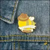 Accessoires de dessin animé Épingles en émail d'abeille M. Cowboy Pin Badges Beehaw Chapeau de gentleman jaune Broches d'insectes Revers Vêtements Sac à dos Ani Dhyqs