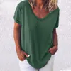 T-shirts pour femmes 4XL 5XL grande taille femmes à manches courtes col en v coton chemise été décontracté simplicité lâche femme noir blanc hauts t-shirt tissu