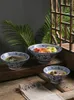 Bowls 9-10 Inch For Restaurants Home Tableware Blue & White Pattern Ceramic Bowl Instant Noodle Soup Dumplings Ramen