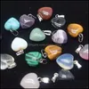 Pendant Necklaces 15Mm Heart Chakra Stone Healing Rose Crystal Reiki Charms For Necklace Diy Jewelry Making Amethyst Quartz Drop Del Dhjsr