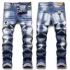 Designer de moda jeans crachos de jeans rips esticar jeans pretos Moda masculina Slim Fit Motociclo de calça de jea