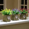 Dekorativa blommor Simulering Solros Roses Potted Set Artificial Silk Plants Bonsai Cane utgör korgpottkultur Heminredning