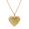 Pendant Necklaces Fashion Carved Heart Necklace With Po Frame Locket Romantic Collier For Women Gold Neck Chain Valentine's Day Gift