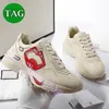 Diseñador de zapatos casuales para hombre para mujer Chunky Rhyton Leather Printed Sneaker Luxury entrelazado Mouse Logo Split Printed Platform Zapato Beige Canvas Leather Trainers