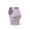 Damestanks Mindygoo Hoge kwaliteit Aangepaste Logo Factory Rib gevoerde loopvest met borstkussens Yoga -pak Quick Dry Top