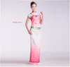 Stage Wear Yu Mei Ren Pink Hong Dou Two-Way Top Chiffon Dance Costume Classic Folk Modern Fan en Paraplu