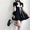 Casual Dresses Japanese Soft Sister Cute Lolita Dress Women Victorian Gothic Slim Party Retro Dark Girls Bandage Maid RH916