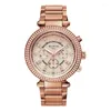 Polshorloges dames pols horloges jurk rose goud horloge vrouwen kristal diamant roestvrij staal kwarts klok montre femme