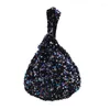 Evening Bags Fashion Japanese-style Knotted Wrist Bag Silver Sequins Small Handbags Simple Mobile Phone Key Grid Handmade