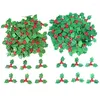 Decorative Flowers 100pcs 3.5cm Christmas Ornament Green Holly Leaves Red Berries Silk Leaf For Home Xmas Year Party Decor Plants DIY Gift