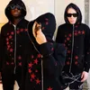 Men's Hoodies Gothic Hoodie Hip Hop Rhinestone Star Full Zip Hooded Sweatshirt Y2K Clothes Punk Top Vintage Cardigan Jacket Streetwear Coat