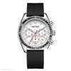 Armbandsur Megir 24-timmars Display Quartz Watch Men Silicone Strap Chronograph Armswatch med lysande händer Auto Date 3atm Watertproof 8105