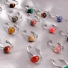 Cluster Rings Open Style Stainless Steel Stone Crystal Ring Blue Red Black Agates Quartz Tail Finger Party Wedding Jewelry Lover Wom Dhgba