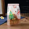 クリスマスデコレーション50pcsかわいい透明なバッグキャンディボックス用のパターンバッグビスケットパッケージギフトクリスマスクッキーシーリング2023