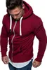 Erkek Hoodies 2023 Sıradan Fermuar Sweatshirts Erkek Siyah Yeşil Düz Renk Kapşonlu Dış Giyim Üstleri