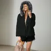 女性の毛皮のフェイク女性アウターカーディガンルーズフード付きポケットジッパーコートレディースファッションソリッドカラーぬいぐるみソブレトドフェミニノ