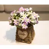 Decoratieve bloemen Simulatie Zonnebloemrozen Potset Artificial Silk Plants Bonsai Cane Make Up Basket Pot Culture Wedding Home Decor