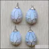 Charms Opal Wire Wrap Handmade Tree Of Life Natural Stone Pendants Diy Necklace Jewelry Making Drop Delivery Findings Components Dhf2R