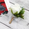 Decoratieve bloemen pols corsage witte roos zijden bloem manchet armbanden bruidsmeisje knoopsgat boutonniere huwelijk huwelijksaccessoires