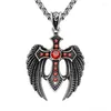 Pendant Necklaces MIQIAO Stainless Steel Titanium Red Zircon Gothic Eagle Vintage Collar Chains Necklace For Men Women Jewelry Gift