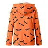 Women's Jackets No Hood Jacket Women Casual Loose Zipper Hooded Drawstring Halloween Print Solid Color Pocket Sweatshirt