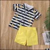 Kläder sätter 2st sommar coola barn baby pojke gentleman kläder mode spädbarn randiga djurtryck toppar shorts strand set 6m5 år dr dhtvv