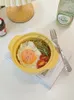 Kommen 1 pc ins style tabelgare blogger met dezelfde eenvoudige schattige gele dubbele oorgreep keramische kom salade home noedel soep