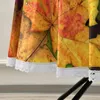 Table Cloth Autumn Leaves Maple Round Tablecloth Fall Sunflower Pumpkin Cover Mat Lace Washable Polyester 60" Dining Decorative