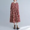 Günlük elbiseler bahar elbise 2023 varış pamuk keten baskı çiçek vintage ofis bayan iş kadınları sonbahar