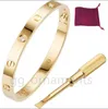 Mit roter Tasche Titan Liebe Armreif Armband Frau Mann Mode Luxus Schraube Armreifen für Liebhaber Gold Design Liebe Nagel Armbänder 4 CZ 18 Farbe